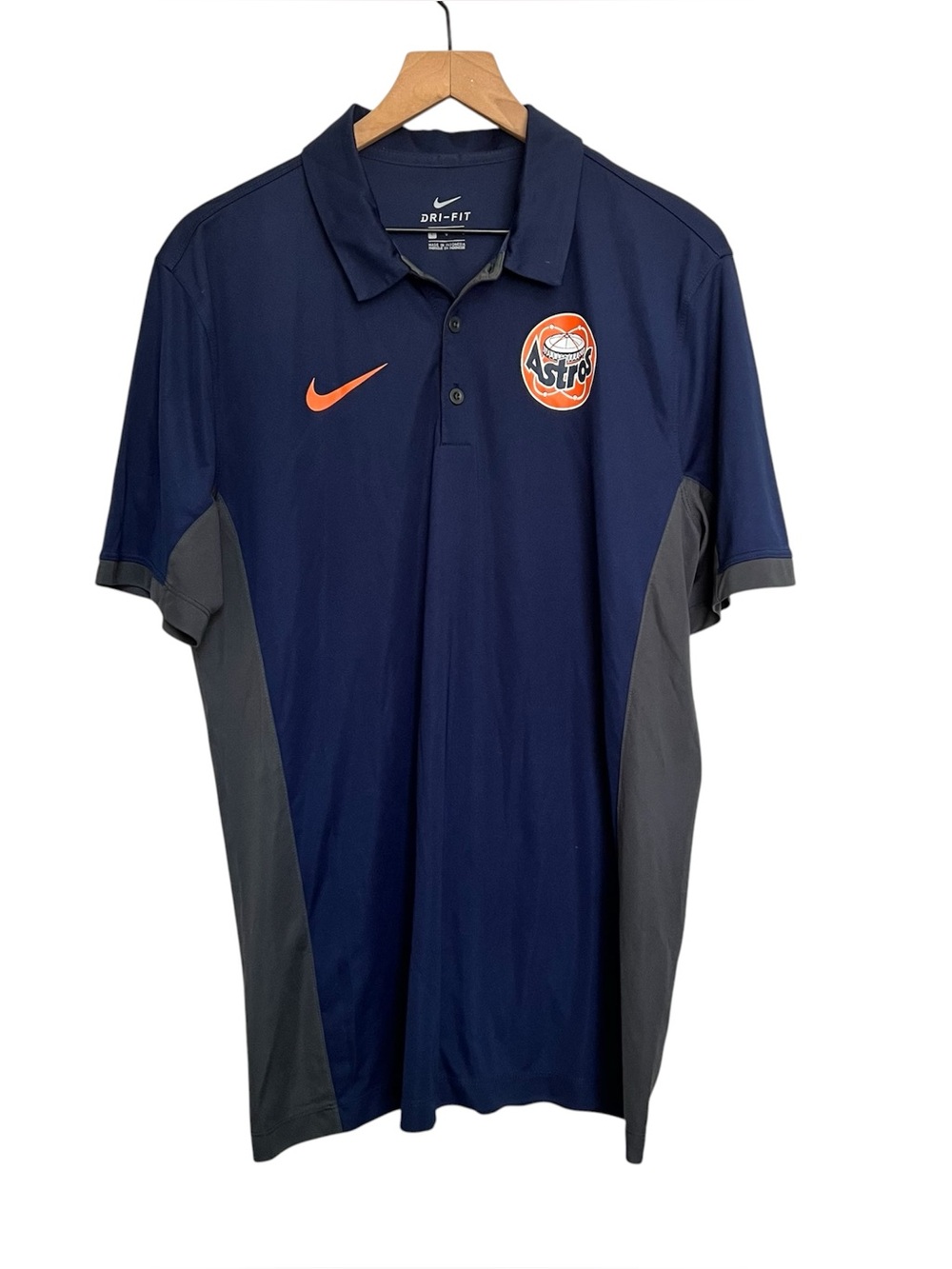Nike Navy and Gray Houston Astros Dri-FIT Polo size L